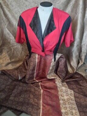 #686 Red Fringe Western Jacket with Black Trim - 6
